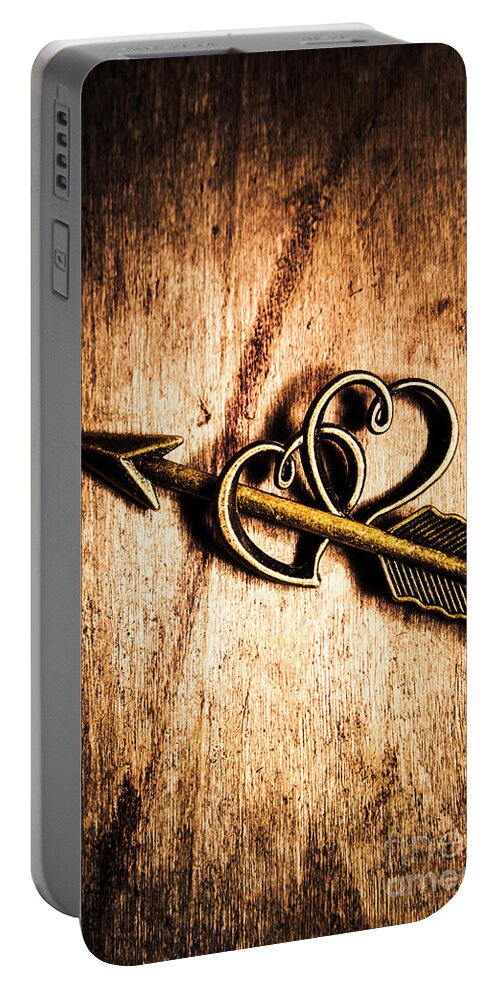 Heart Portable Battery Charger featuring the photograph Cupid arrow and hearts by Jorgo Photography