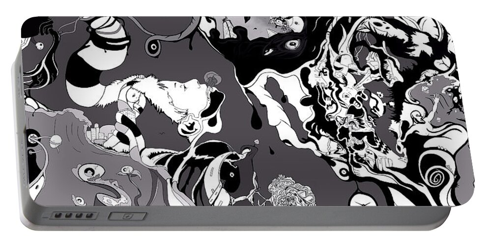 Grapevine Wall Portable Battery Charger featuring the drawing Custom Cut Selection 01 by Craig Tilley