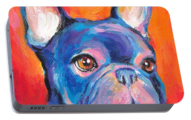 French Bulldog Gifts Portable Battery Charger featuring the painting Cute French bulldog painting prints by Svetlana Novikova