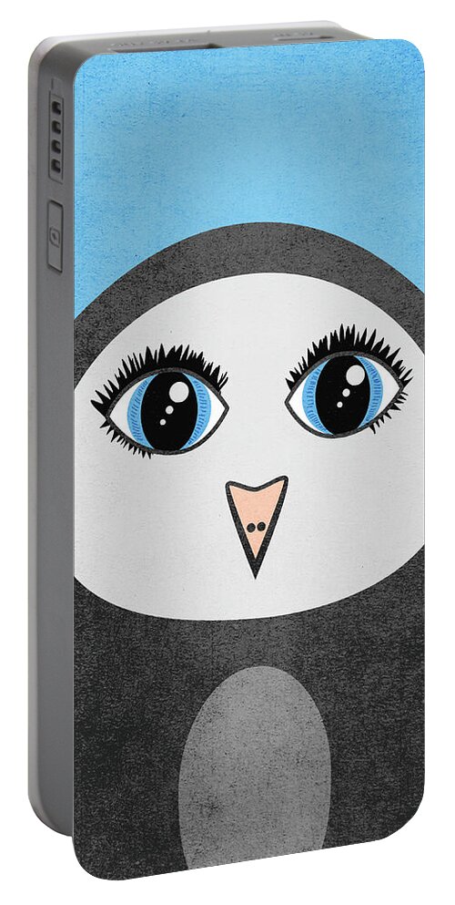 Penguin Portable Battery Charger featuring the digital art Cute Geometric Penguin by Boriana Giormova