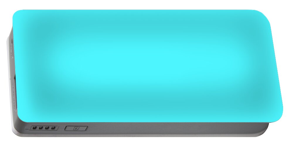 Solid Colors Portable Battery Charger featuring the digital art Cyan Blue Solid Color Decor by Garaga Designs
