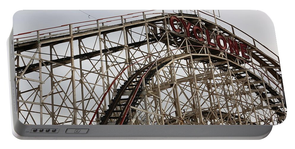 Coney Island Portable Battery Charger featuring the photograph Cyclone Roller Coaster Coney Island NY by Chuck Kuhn