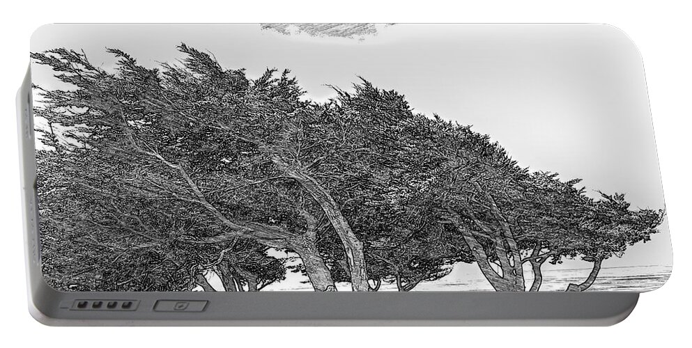 Abstract Portable Battery Charger featuring the digital art Cypresses by Jonathan Nguyen