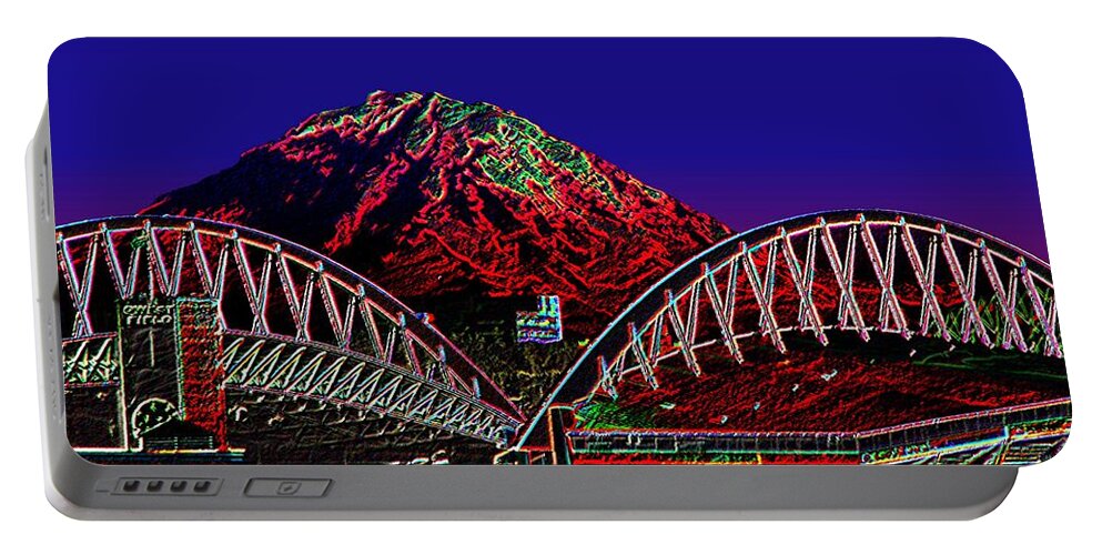 Seattle Portable Battery Charger featuring the photograph Da Mountain and Stadia 3 by Tim Allen