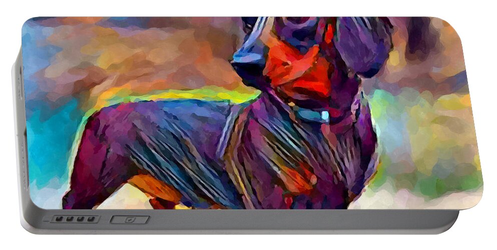 Dog Portable Battery Charger featuring the painting Dachshund by Chris Butler