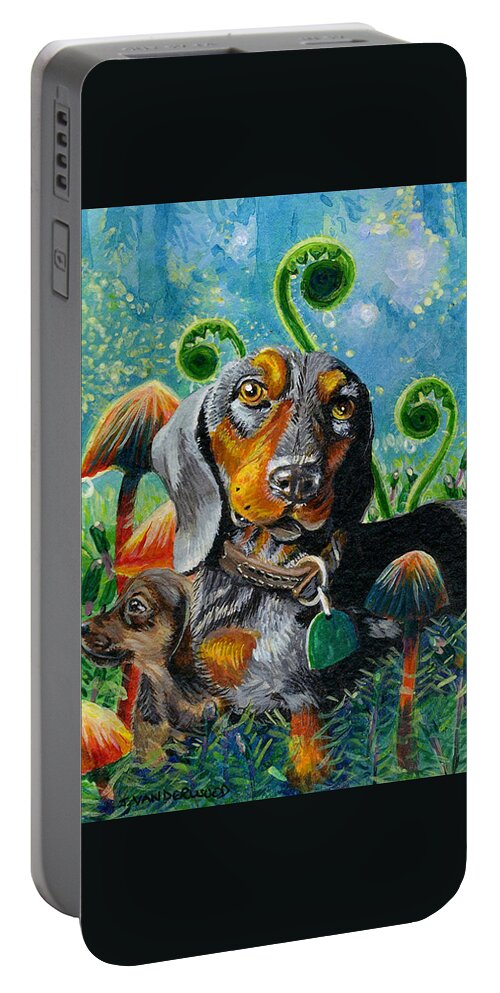 Dog Portable Battery Charger featuring the painting Daddy Love by Jacquelin L Vanderwood Westerman