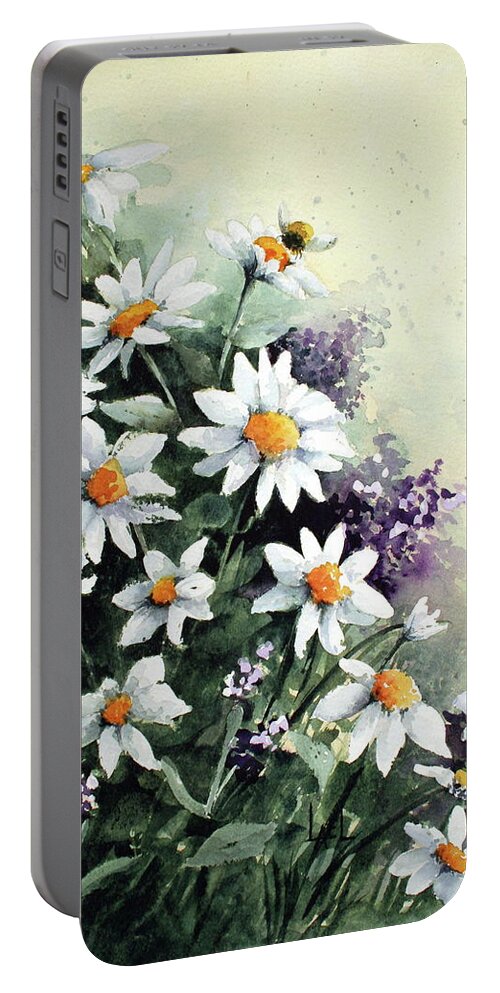 Daisies Portable Battery Charger featuring the painting Daisies by Lael Rutherford