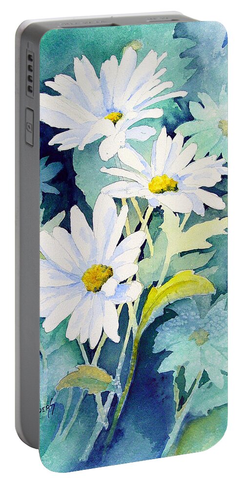 Flowers Portable Battery Charger featuring the painting Daisies by Sam Sidders
