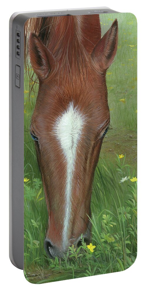 Horse Portable Battery Charger featuring the painting Daisy Jane by Mike Brown