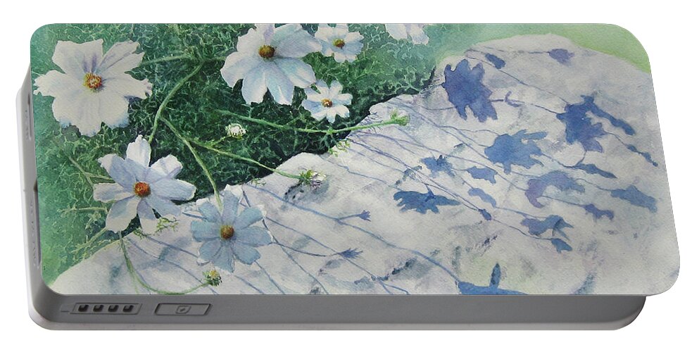 Nancy Charbeneau Portable Battery Charger featuring the painting Daisy Shadows by Nancy Charbeneau