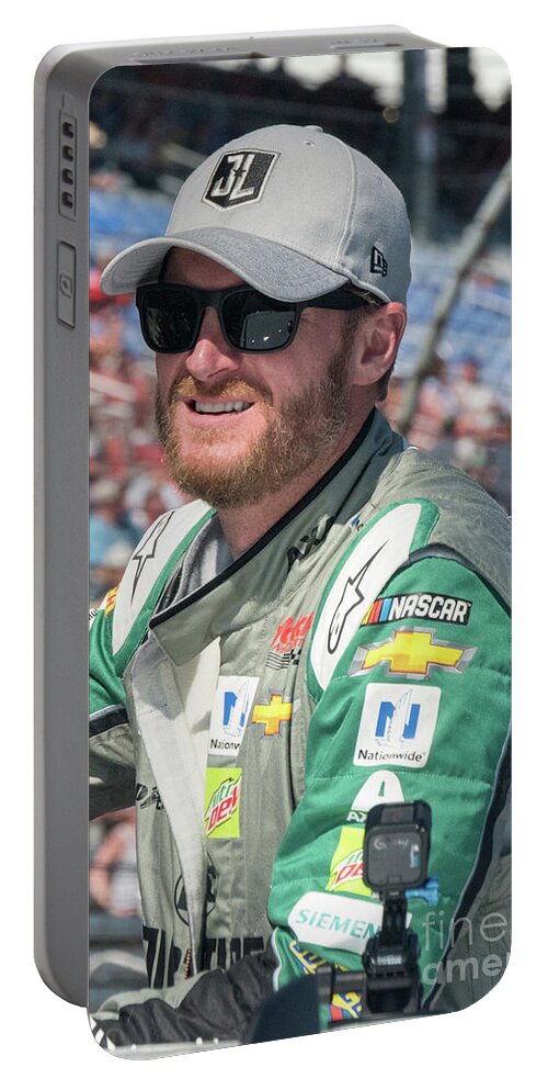 Dale Portable Battery Charger featuring the photograph Dale Jr ready for his last NASCAR race at Texas Motor Speedway by Paul Quinn