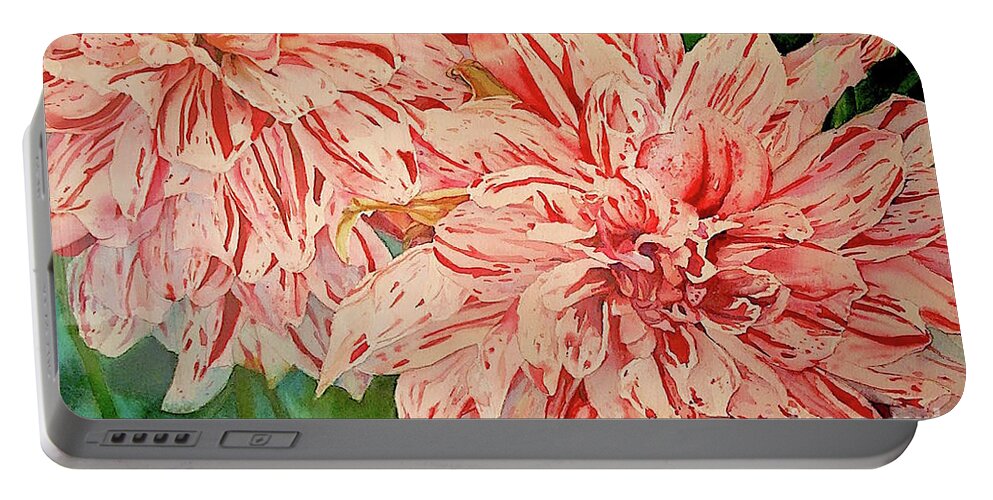 Dahlia Portable Battery Charger featuring the painting Dalhias by Francoise Chauray