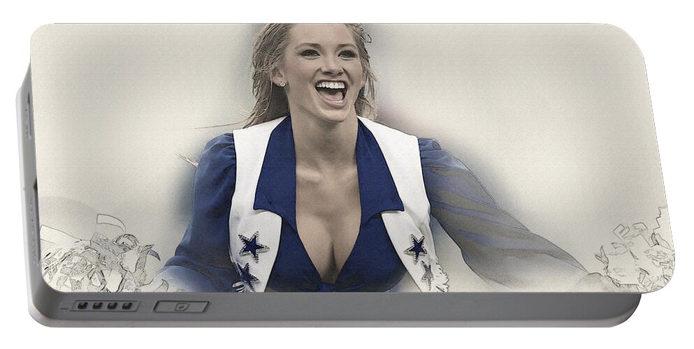 Decorative Portable Battery Charger featuring the digital art Dallas Cowboys cheerleader Katy Marie performs by Don Kuing