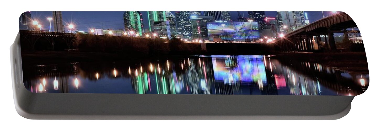 Dallas Portable Battery Charger featuring the photograph Dallas Dark Blue Night by Frozen in Time Fine Art Photography