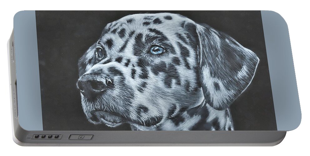 Dalmation Portable Battery Charger featuring the painting Dalmation Portrait by John Neeve