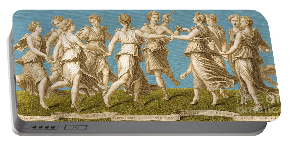 Apollo Portable Battery Charger featuring the photograph Dance Of Apollo With The Nine Muses by Photo Researchers