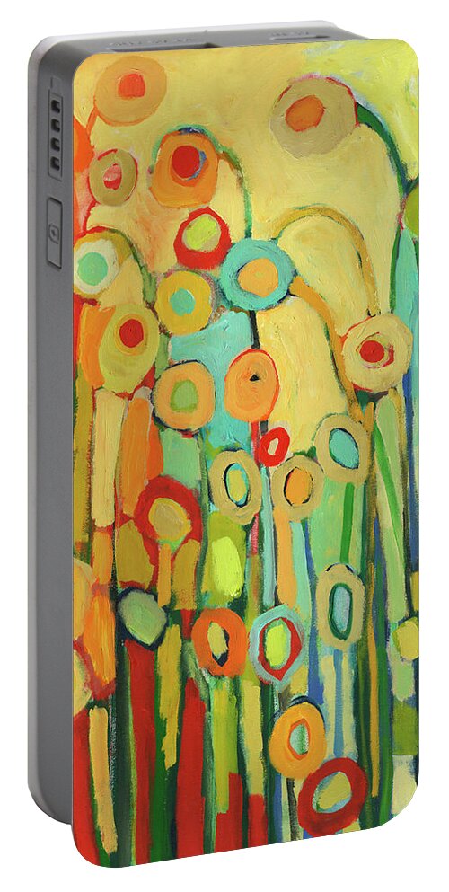 Floral Portable Battery Charger featuring the painting Dance of the Flower Pods by Jennifer Lommers