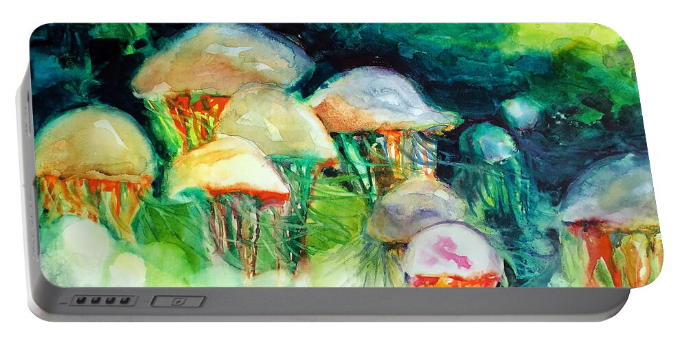 Paintings Portable Battery Charger featuring the painting Dance of the Jellyfish by Kathy Braud