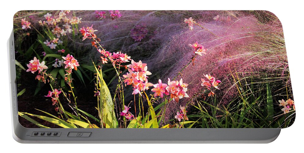 Flower Portable Battery Charger featuring the photograph Dance of the Orchids by Rosalie Scanlon