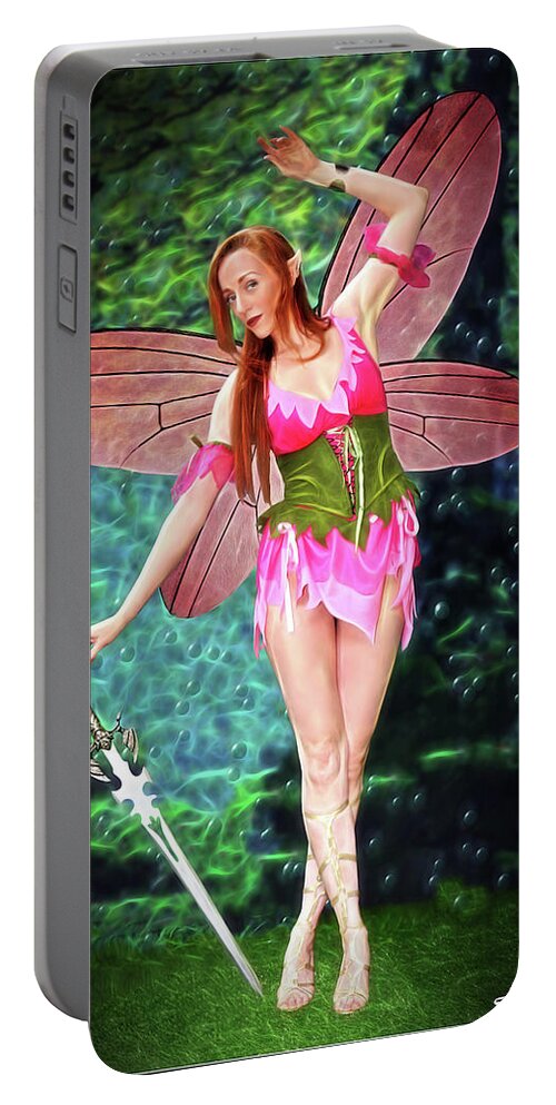 Fantasy Portable Battery Charger featuring the photograph Dance Of The Pink Fairy by Jon Volden