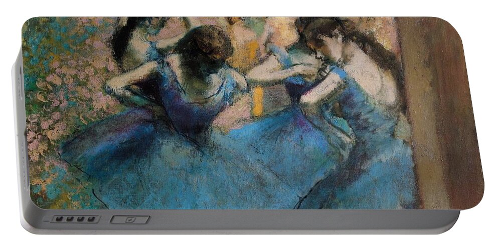 Edgar Portable Battery Charger featuring the painting Dancers in blue by Edgar Degas