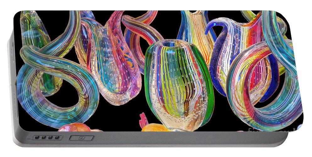 Glass Portable Battery Charger featuring the photograph Dancing glass objects by Heiko Koehrer-Wagner