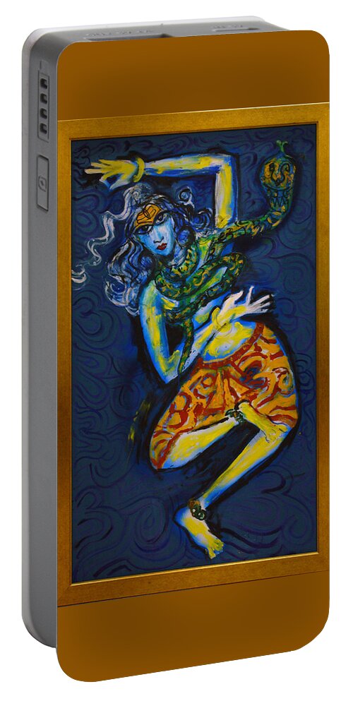Dance Portable Battery Charger featuring the painting Dancing Shiva by Guruji Aruneshvar Paris Art Curator Katrin Suter