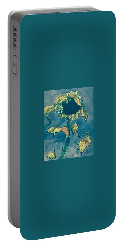 Sunflower Portable Battery Charger featuring the painting Dancing Sun Flower by Kenlynn Schroeder