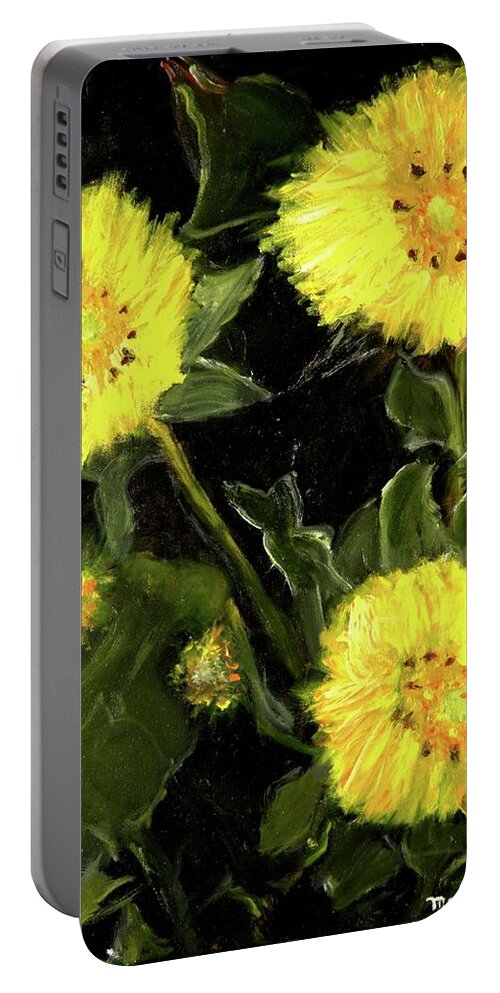 Dandelions Portable Battery Charger featuring the painting Dandelions by Mary Krupa by Bernadette Krupa