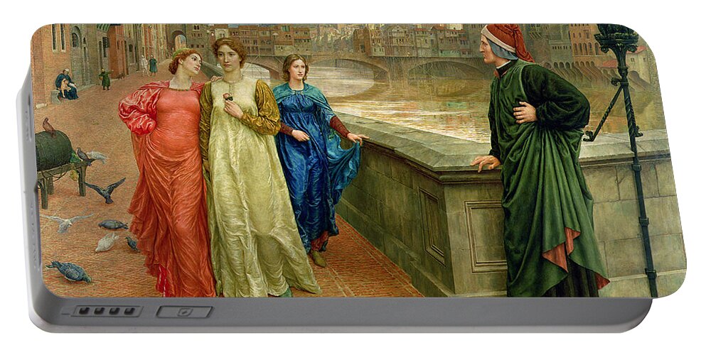 Dante And Beatrice Portable Battery Charger featuring the painting Dante and Beatrice by Henry Holiday