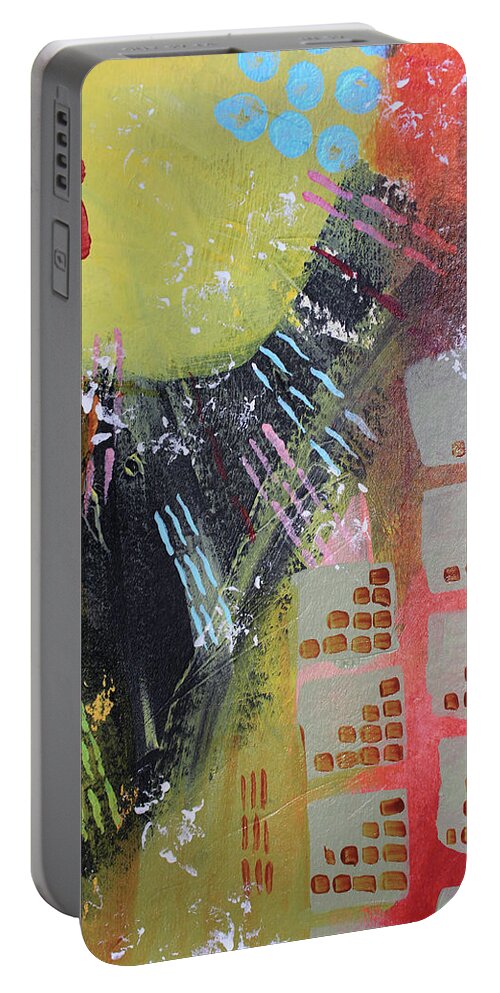 City Portable Battery Charger featuring the painting Dark City by April Burton