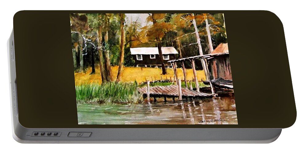  Portable Battery Charger featuring the painting Darrells hideout by Bobby Walters