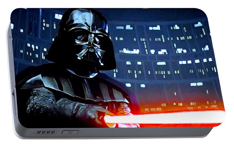 Darth Vader Portable Battery Charger featuring the digital art Darth Vader by Mitch Boyce