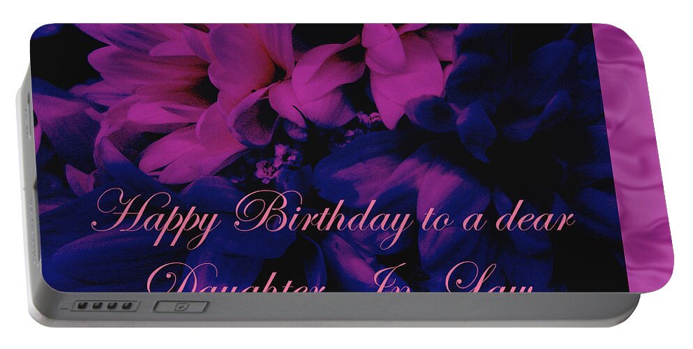 Daughter In Law Portable Battery Charger featuring the photograph Daughter-in-Law Birthday Card    Chrysanthemum by Carol Senske