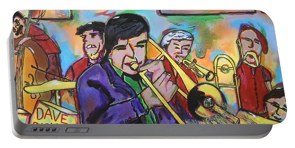 Contemporary Portable Battery Charger featuring the painting Dave Dickey Big Band by GH FiLben