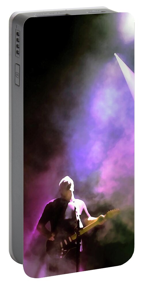 David Gilmour. Pink Floyd Portable Battery Charger featuring the mixed media David Gilmour Live by Mal Bray