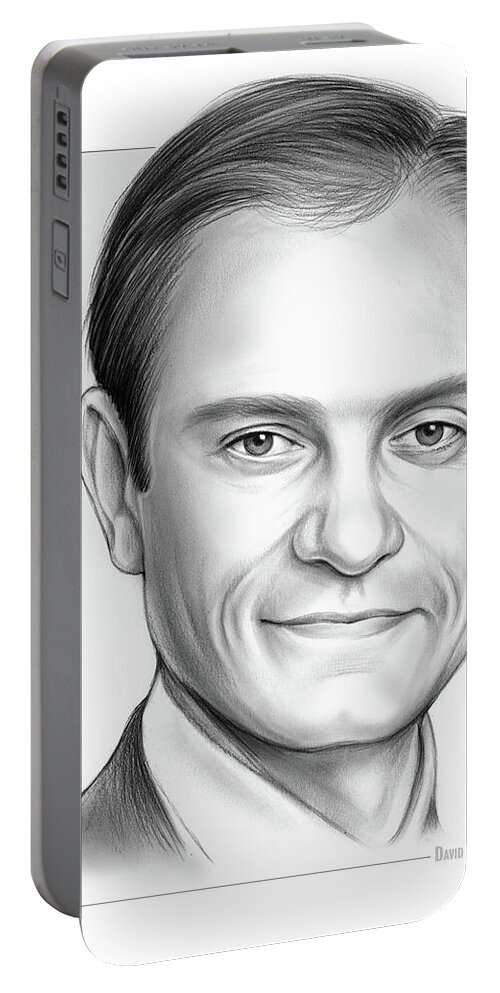 David Hyde Peirce Portable Battery Charger featuring the drawing David Hyde Pierce by Greg Joens