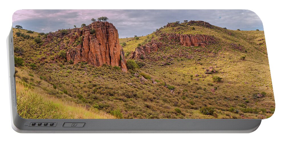 Davis Mountains Portable Battery Charger featuring the photograph Davis Mountains State Park Rocky Outcrop from the Indian Lodge Trail - Jeff Davis County West Texas by Silvio Ligutti