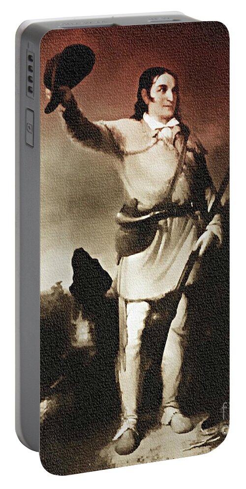 Davy Crockett Portable Battery Charger featuring the painting Davy Crockett - The Alamo by Ian Gledhill