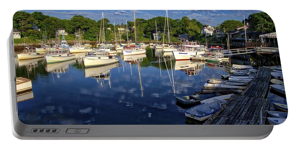 Boat Portable Battery Charger featuring the photograph Dawn at Perkins Cove - Maine by Steven Ralser