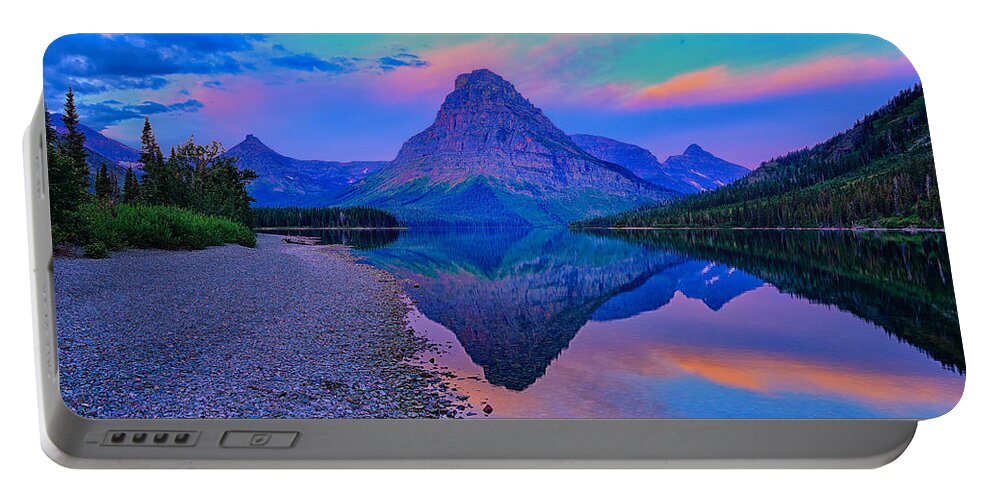 Two Medicine Portable Battery Charger featuring the photograph Dawn at Two Medicine Lake by Greg Norrell