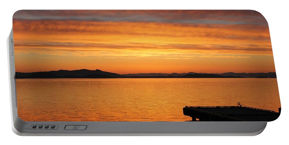 Dawn Portable Battery Charger featuring the photograph Dawn in the Sky at Dusavik by Charles and Melisa Morrison