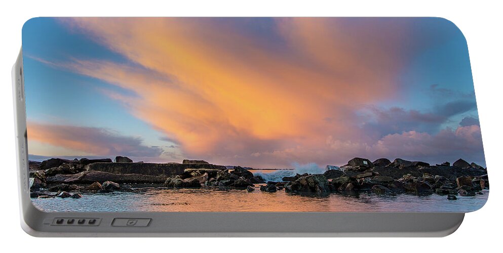 North Jetty Portable Battery Charger featuring the photograph Dawn of Cloud at North Jetty by Greg Nyquist