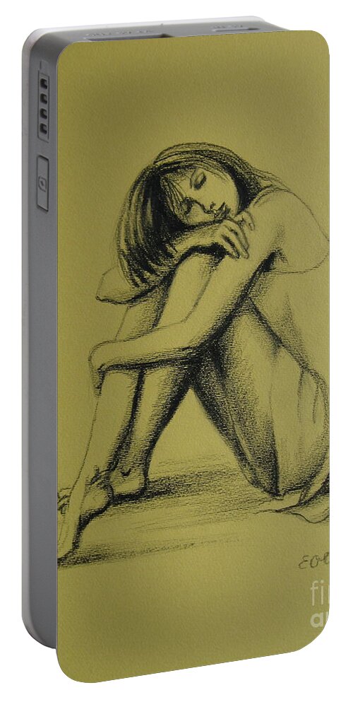 Woman Portable Battery Charger featuring the drawing Day dreaming by Elena Oleniuc