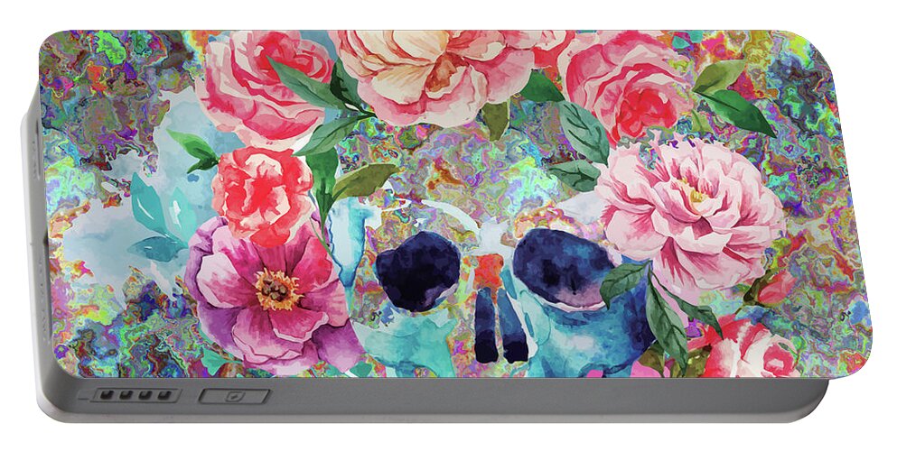 Watercolor Portable Battery Charger featuring the digital art Day Of The Dead Watercolor by Digital Art Cafe