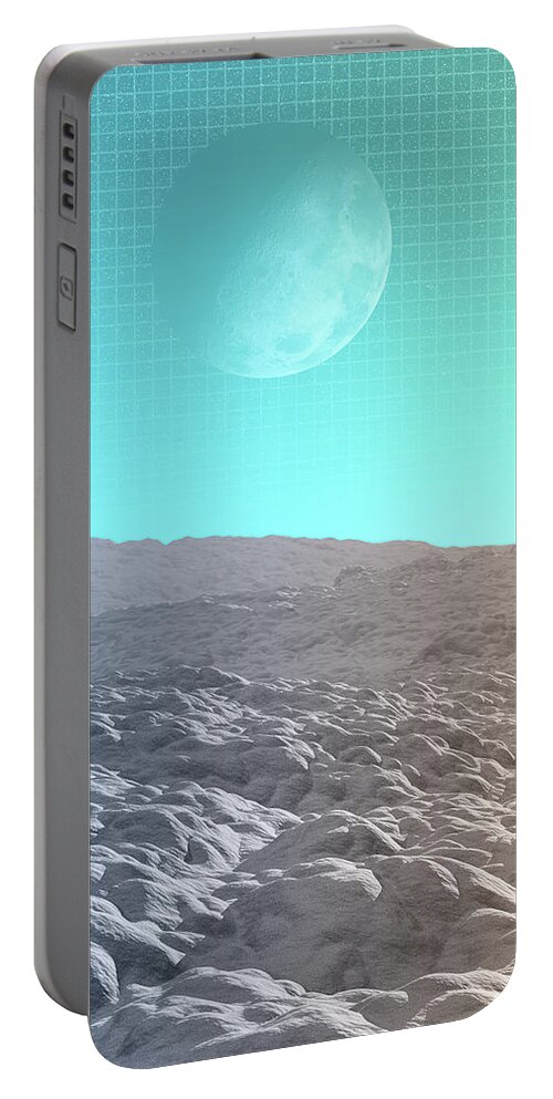 Moon Portable Battery Charger featuring the digital art Daylight In The Desert by Phil Perkins