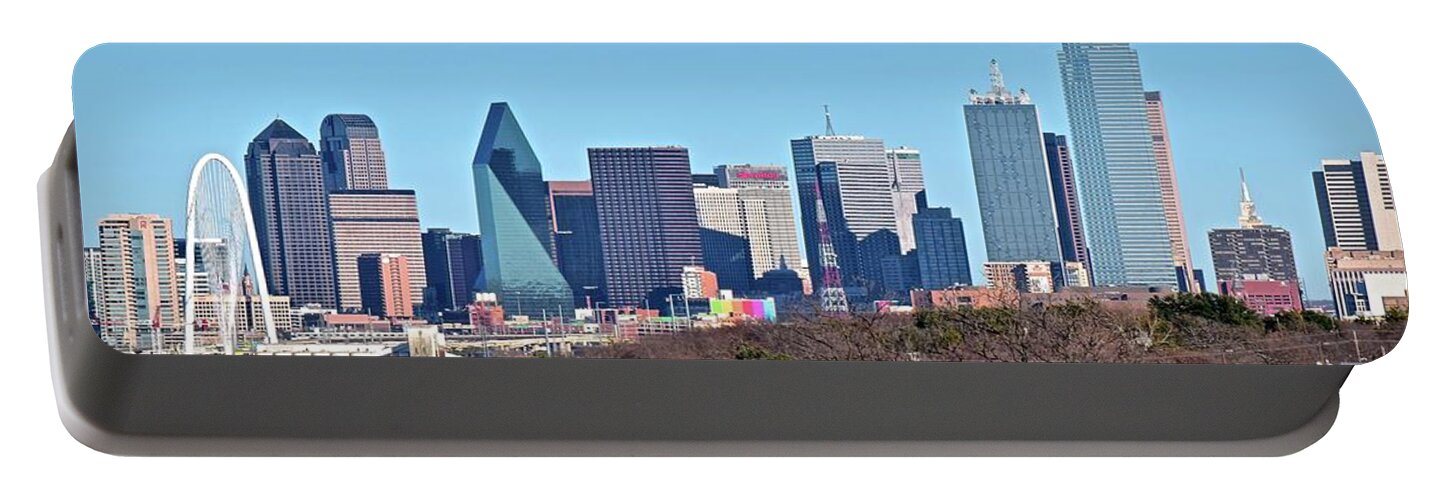 Dallas Portable Battery Charger featuring the photograph Daylight Pano of Dallas by Frozen in Time Fine Art Photography