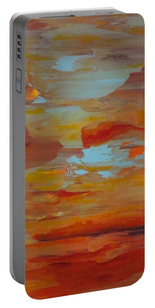 Abstract Portable Battery Charger featuring the painting Days End by Soraya Silvestri