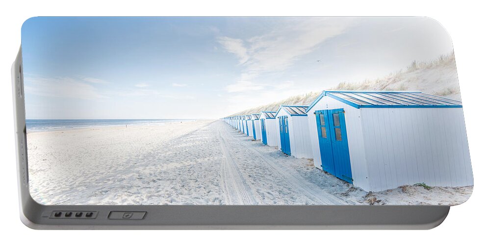 De Koog Portable Battery Charger featuring the photograph De Koog - beach cabins by Hannes Cmarits