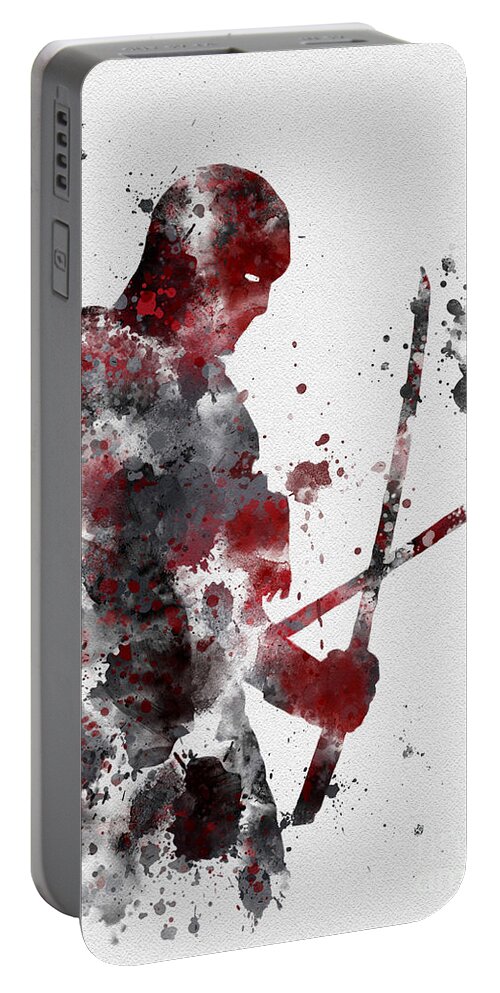 Deadpool Portable Battery Charger featuring the mixed media Deadpool by My Inspiration